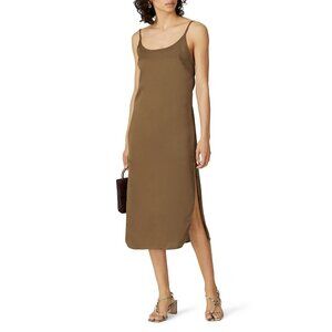 leRumi Kinsey Green Satin Sleeveless Slip Midi Dress Women's Size Medium M